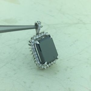 Dazzling 6-1/4 CT Emerald Cut Black Diamond Charm
